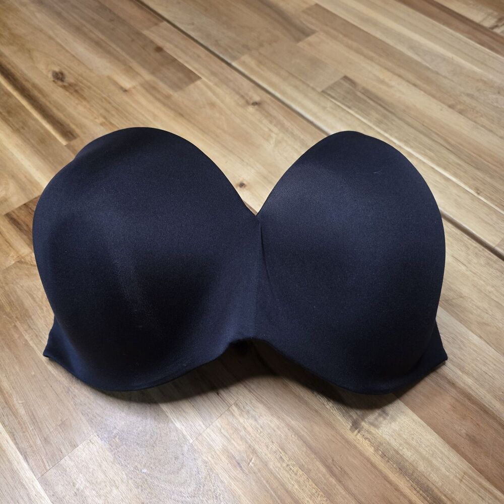 Maidenform Strapless Bra 40DDD Black Underwire Convertible Multiway Smooth Cups